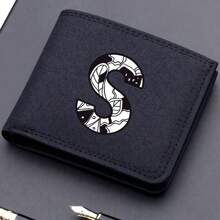 1pc Men's 26 Letters Printing Canvas Short Wallet Initial Name Double Fold Wallet Business Casual Short Wallet With Card Slots Wallet Small Card Case Gifts For Men Wallet Purse Wallet Small Wallet Men Wallet Leather - Black - View 17
