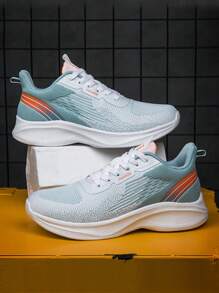 Men's Casual Sports Sneakers, Knitted Breathable Lightweight Lace-Up Soft Sole Running Shoes