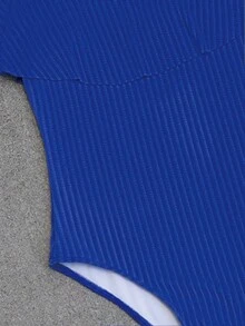 2024 年新款荷叶边连体泳衣，休闲时尚，适合女士夏季海滩度假 - 寶藍色 - 查看 5