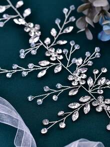 Cinto de cintura elegante com cristais, feito à mão para noivas, ideal para vestidos, vestidos de noiva e vestidos de noite. (1 peça) - Prata - Ver 6