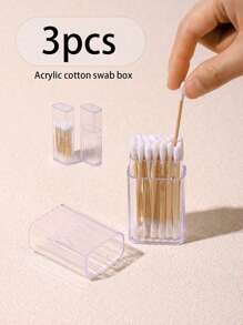 3个装方形亚克力棉签盒，透明收纳盒，小物件收纳盒，棉签分发盒，翻盖式棉签分发盒，透明塑料盒，适用于浴室、桌面、洗手间，可存放棉签、清洁球、牙签、牙线和其他小物件。便携防尘，家用小盒子，方便携带化妆工具。包包、房间装饰、包袋、化妆包、梳妆台、旅行、化妆包、旅行必备品、收纳盒、储物、旅行必备品、化妆品收纳盒、化妆包、化妆品收纳盒、收纳盒、洗漱包、桌面收纳盒、化妆品包、化妆袋、化妆品收纳盒、梳妆台配件、化妆袋、化妆包、珠宝盒、收纳袋、化妆刷架、刷架、香水收纳盒、收纳袋、女士礼物、圣诞礼物、女士礼物创意、房间装饰 - 無色 - 查看 1