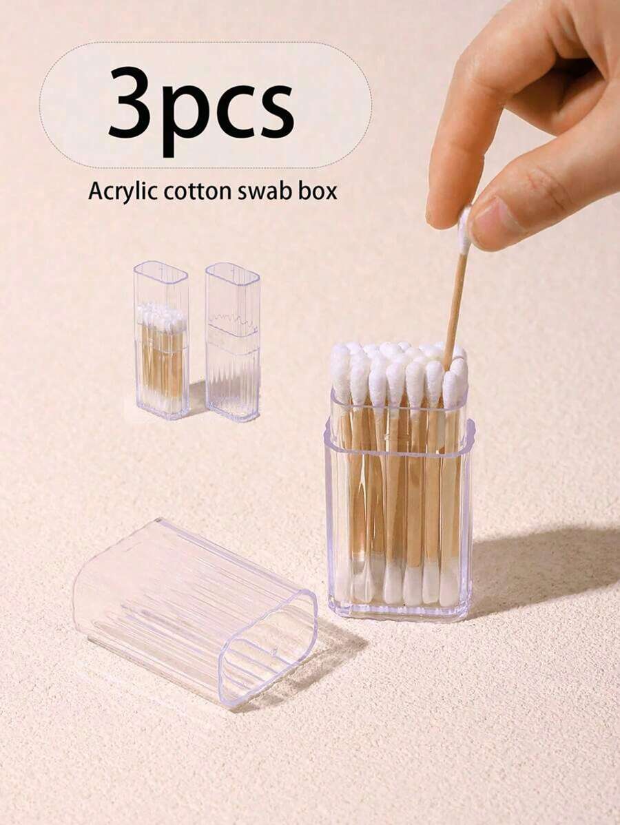 3个装方形亚克力棉签盒，透明收纳盒，小物件收纳盒，棉签分发盒，翻盖式棉签分发盒，透明塑料盒，适用于浴室、桌面、洗手间，可存放棉签、清洁球、牙签、牙线和其他小物件。便携防尘，家用小盒子，方便携带化妆工具。包包、房间装饰、包袋、化妆包、梳妆台、旅行、化妆包、旅行必备品、收纳盒、储物、旅行必备品、化妆品收纳盒、化妆包、化妆品收纳盒、收纳盒、洗漱包、桌面收纳盒、化妆品包、化妆袋、化妆品收纳盒、梳妆台配件、化妆袋、化妆包、珠宝盒、收纳袋、化妆刷架、刷架、香水收纳盒、收纳袋、女士礼物、圣诞礼物、女士礼物创意、房间装饰 - 無色 - 查看 1