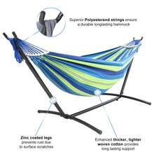 SZHLUX Double Hammock With Stand Included 450lb Capacity Steel Stand, Premium Carry Bag Included And Two Anti Roll Balance Beam - Green - View 2