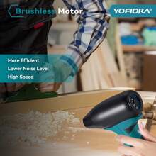 Yofidra Brushless 160W Mini Turbo Jet Fan 4 Gears Brushless Electric Turbo Air Blower Handheld Cordless Leaf Dust Blower - 附 1 個電池 - 美國插頭 - 查看 8