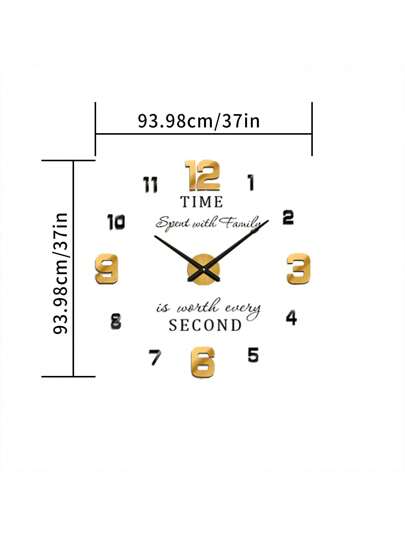 YZOK 1pc Large DIY 3D Frameless Wand Clock, Sticker Klok Kit Home Living Room Bedroom Office ations view 7