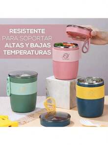 Lonchera Vaso Taza Térmica Fiambrera Acero Inoxidable 450ml Contenedor de Aislamiento - Verde - Ver 10