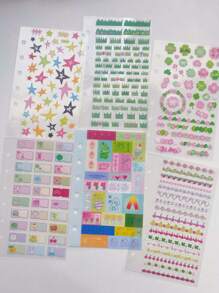 1pack 6pcs Sushi, Clover, Lucky Charm Decoration Stickers, Can Be Placed In A7 Binder Back To School - Green - View 3