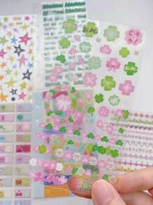 1pack 6pcs Sushi, Clover, Lucky Charm Decoration Stickers, Can Be Placed In A7 Binder Back To School - Green - View 7