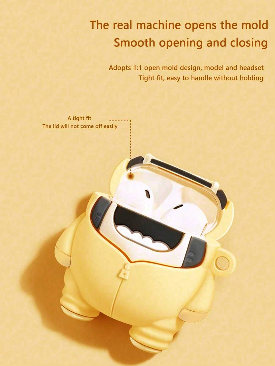 Pancoat 1 件鲨鱼设计/可爱珍珠奶茶仿珍珠图案硅胶保护壳适用于 Apple 耳机（时尚鲨鱼版） - 白色 - 查看 1