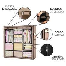 CLOSED ACERO ARMARIO ORGANIZADOR DE ROPA RESISTENTE TELA NEGRO GRIS AZUL VINO YUB-014 - Camel - Ver 5