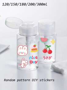 1 Chai chiết có nhãn dán họa tiết ngẫu nhiên, Chai ấn, Chai chiết đa năng 120/150/180/200/300ml - Chống rò rỉ và trong suốt, Thích hợp để đựng nước tẩy trang, toner, kem dưỡng da | Thân thiện với du lịch và không mùi, Dụng cụ bóp du lịch, Chai độc lập, Đi chơi, Mang theo nước tẩy trang di động, Cất giữ nước tẩy trang, toner, Phải có cho người đưa thư, Phải có cho ngày tựu trường - Trong sáng - Xem 1