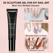 GLOZ 3瓶15毫升3D立体雕塑凝胶指甲油，适用于美甲设计和DIY - 透明凝胶指甲油，可用于绘画、塑形、雕塑和装饰 - 無色 - 查看 3