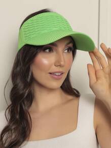 Women Modal Visor Hat Solid Casual Outdoor Visor Hat Summer 2023 Beach Hiking Cycling - 青檸色 - 查看 2