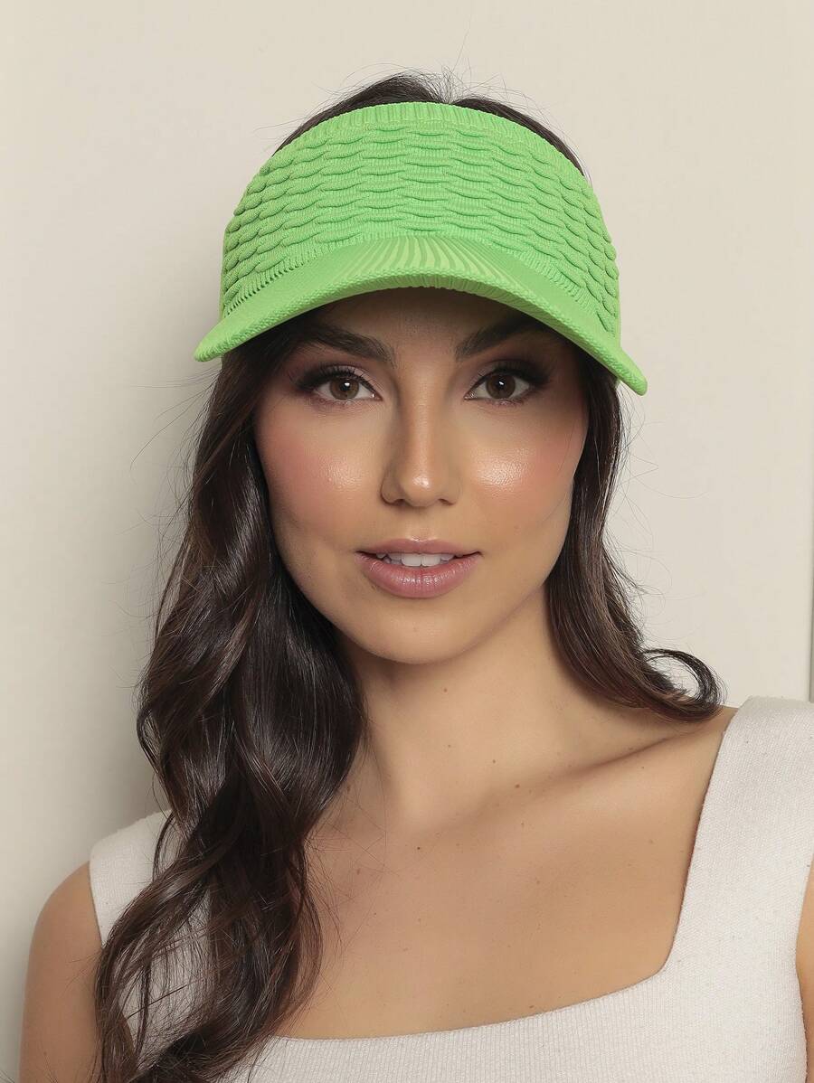 Women Modal Visor Hat Solid Casual Outdoor Visor Hat Summer 2023 Beach Hiking Cycling - 青檸色 - 查看 1