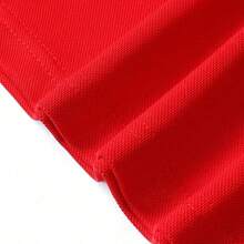 1 件男士休闲红色长袖 Polo 衫（有领和纽扣） - 紅色 - 查看 4