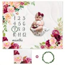 Manta de hito con diseño de flor de franela suave para fotografía de recién nacidos, manta multifuncional como regalo para baby shower, decoraciones para baby shower y familia, regalo para baby shower y Pascua, para niñas/niños