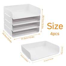 Stapelbare Papierablagen, Schreibtisch-Briefablage, 4er-Set Aktentaschen, stapelbarer Schreibtisch-Organizer für Bücher, Zeitschriften, Ordner, A4-Format, Aktenpapier, Notizen, Stifte, weiß, 4 Stück - Weiss - Übersicht 5