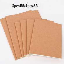 Kraft Paper Mini Notebook, Travel Diary, School Office Homework Diary, Scratch Pad, Portable Notepad, Brown Cover, Horizontal Line Notebook - Multicolor - View 13