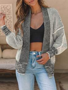 Astylish Women's Fashion Casual Cardigan Sweater With Pockets, Autumn/Winter - Grey - View 1