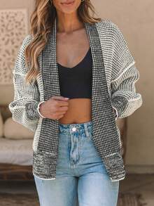 Astylish Women's Fashion Casual Cardigan Sweater With Pockets, Autumn/Winter - Grey - View 4