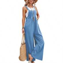 Women's Long Loose Jumpsuit Pantalona Social Fashion - 黃色 - 查看 7