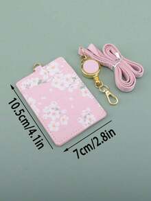 1 件粉色卡夹带挂绳，可爱学校办公用品，适用于学生证、公交卡、工作证、美观卡套挂绳卡夹身份证证件夹挂绳带身份证夹卡夹挂绳 - 粉色 - 查看 2
