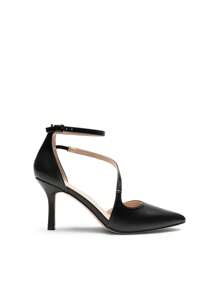 Women's Stiletto High Heels Strappy Pumps Closed Pointed Toe Ankle Strap Solid Color Fashionable Wedding Bridal Party Dress Shoes - 黑色/PU - 查看 4