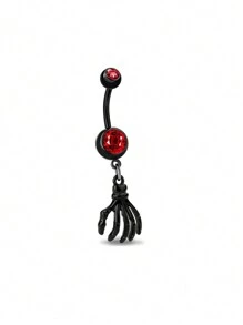 1 pièce Anneau de nombril décoratif en forme de chauve-souris avec pierres strass, araignée en web et crâne pour l'Halloween, pour femmes, bijoux de corps de nombril