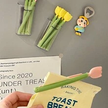 Magnetic Tulip Shaped Bag Clips Set, Food Plastic Bag Sealing Clips, Home Use Snack Airtight Sealing Clips, Attachable To Refrigerator - One Size - View 4