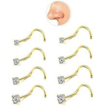 8枚20G不锈钢鼻钉，低过敏螺旋鼻环，男女通用，银色立方氧化锆鼻钉，尺寸：1.5毫米、2毫米、2.5毫米、3毫米 - 鼻釘 - 查看 2