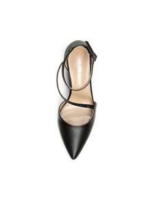 Women's Stiletto High Heels Strappy Pumps Closed Pointed Toe Ankle Strap Solid Color Fashionable Wedding Bridal Party Dress Shoes - 黑色/PU - 查看 7