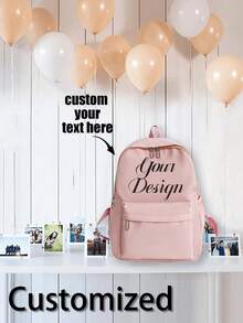 女士可定制背包，女士多功能纯色背包，多个口袋，基本款休闲大容量笔记本电脑日用包商务工作通勤背包，女士时尚学院风书包，初中生大学书包，户外运动行李袋，适合短途旅行，返校背包，夏季大学书包，大学新生书包，适合青少年女孩女大学生，非常适合办公室、大学、小学、中学、高中、工作、商务、通勤、体育场、运动 - 粉色 - 查看 2