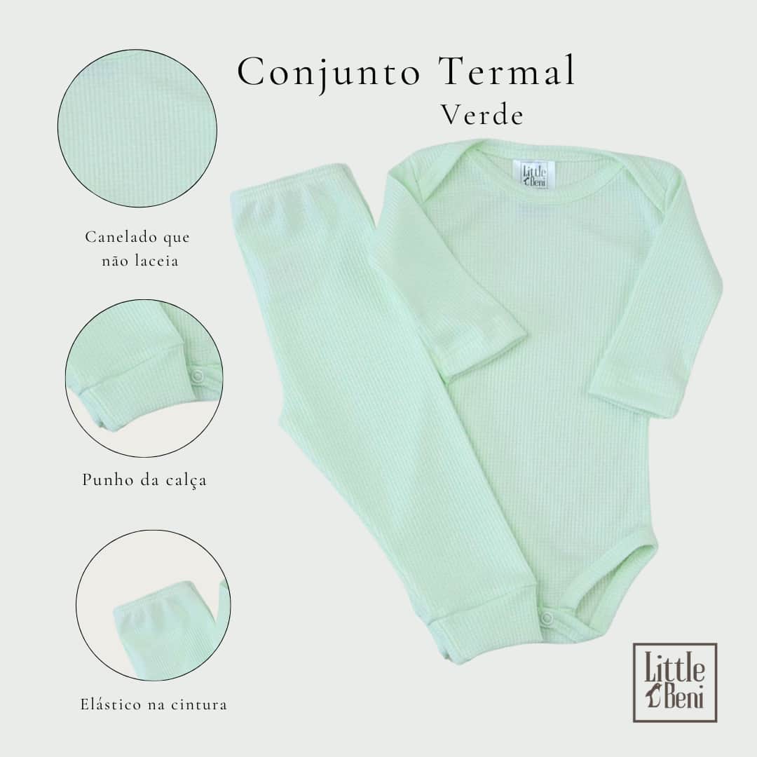 Little Beni 2-Piece Bodysuit And Pants Set, Long-Sleeved Bodysuit And Ribbed Knit Pants For Girls - 綠色 - 查看 1