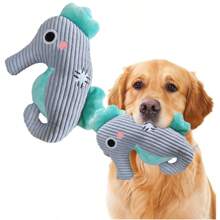 Brinquedo de Pelúcia de Cavalo-Marinho de Estimação com Som, Brinquedo de Mastigação Guinchante para Cães para Interação de Estimação, Brinquedo de Estimação de Material de Corduroy - Cinza - Visão 2