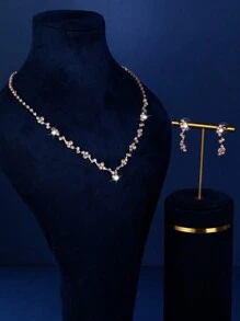 1 Set modischer Schmuck, bestehend aus Halsketten, Ohrringen, Armbändern, geeignet für den täglichen Gebrauch von Frauen, Hochzeiten, Partys usw.