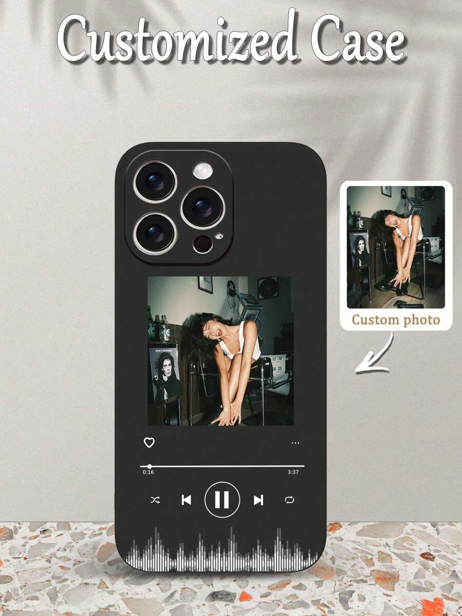 Apple Customized DIY Photo Music Player Phone Case, Shockproof, Scratch-Resistant, Fingerprint-Proof TPU Soft Full Edge Cover Compatible With Iphone 15/14 Plus/13 Pro/12 Pro Max/11/6P/7P/XS/XR, Personalized Phone Case For Individual, Partner, Family, Friends, Birthday, Anniversary,Stylish,Colorful,Vintage,Cute,Contracted,Funny,Custom,Personalized,Unique,Customized,Ideal Gifts For Him,Ideal Gifts For Her,Boyfriend,Girlfriend,Family,Friends,Grandparents,Couple,For Anniversaries,For Birthdays