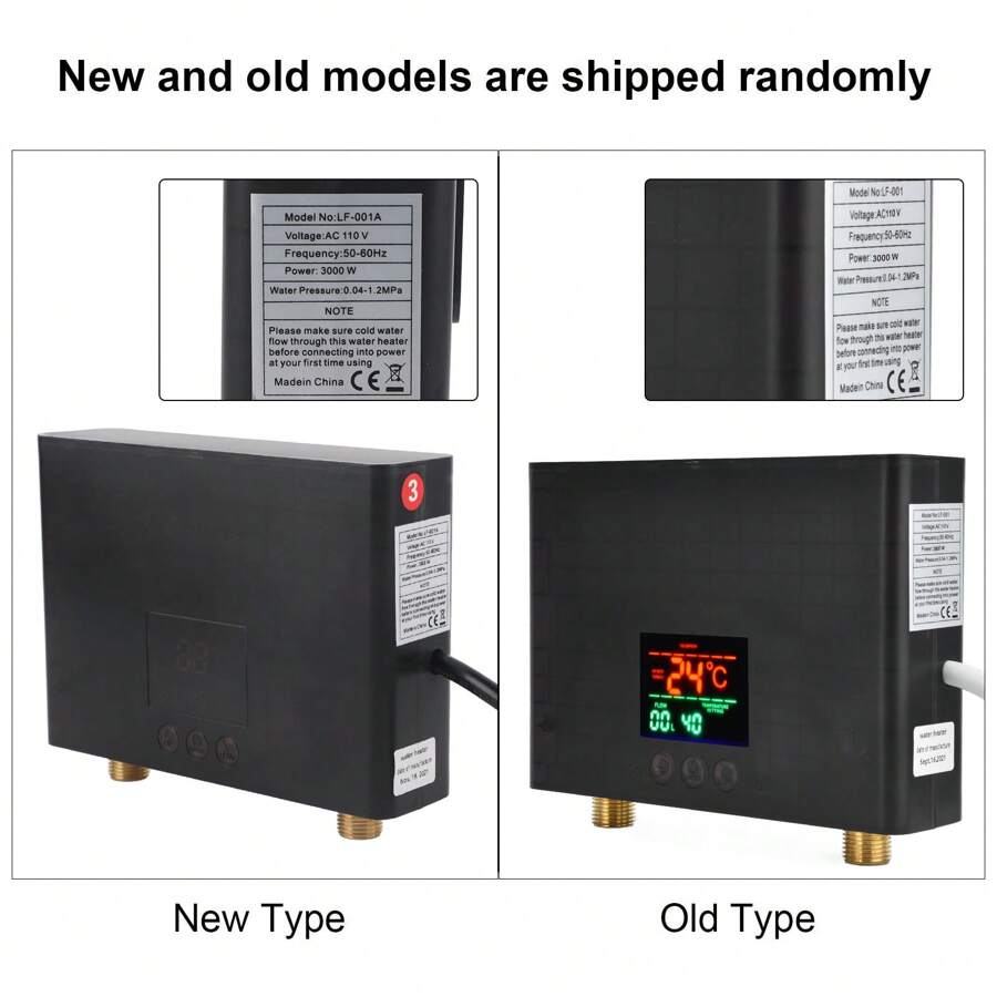 Mini 3000W Electric Instant Water Heater, Wall Mounted Tankless Electric Water Heater For