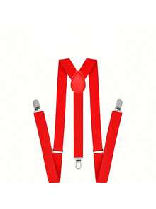 1 Set Of Solid Color Bow Tie + Suspender, Casual Outfit, Ideal Gift - Braces - View 4
