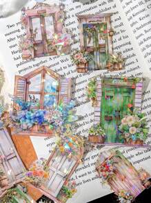 20 件寵物透明貼紙包,帶有虹彩冰晶,非常適合 Diy 剪貼簿、相簿裝飾、筆記型電腦和手機裝飾 - 彩色 - 查看 7