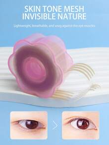 One Roll Of Double Eyelid Tape, With Flower Shaped Storage Box, Delivery Aid, Lace Mesh Shape, Color Close To Skin Tone, Enlarge Eyes, Do Not Warp The Edge, Do Not Damage Eyelids - Multicolor - View 2