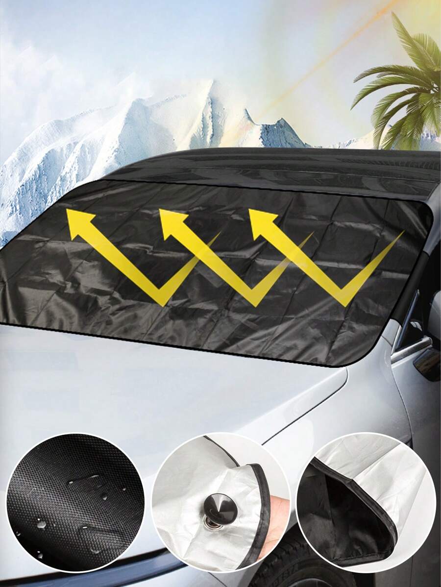 1pc 2-In-1 Car Winter Snow Cover & Summer Sun Shade Umbrella - Multicolor - View 1