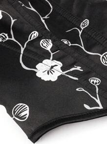 Printed Corset Top, Backless Lace Up Bustier Crop Top, For Halloween - Black and White - View 7