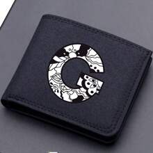 1pc Men's 26 Letters Printing Canvas Short Wallet Initial Name Double Fold Wallet Business Casual Short Wallet With Card Slots Wallet Small Card Case Gifts For Men Wallet Purse Wallet Small Wallet Men Wallet Leather - Black - View 34