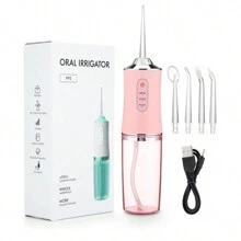 Irrigador Oral Bucal Portátil Limpeza Profunda Eficiente Recarregável USB - Rosa Bebê - Visão 1