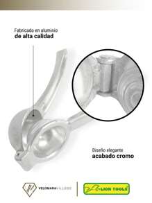 Exprimidor De Limon Citricos Aluminio Manual Ergonomico Accesorio Utensilios De Cocina Manual - Gris - Ver 4
