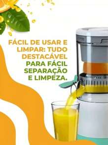 Espremedor Laranja Frutas Suco Automático Elétrico Recarregável - Branco - Visão 4