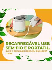 Espremedor Laranja Frutas Suco Automático Elétrico Recarregável - Branco - Visão 6