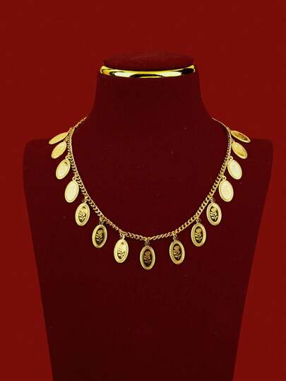 Yiyi Dubai-Inspired Minimalist, Sweet, Exaggerated, Gold-Colored Copper Fashionable And High-End Luxury Retro Big Jewelry Set For Women, Suitable For Outings, Leisure, Parties, Daily Dates, Christmas, And Other Holidays. It Includes A Layered Gold-Plated Long Necklace And Layer Tassel Necklace As A Gift For Women, Girlfriends, Parents, Etc