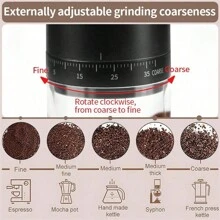1pc Upgraded External Adjustment Gear Electric Coffee Grinder, Automatic Coffee Bean Machine, 1500mAh Rechargeable Coffee Machine, Professional Ceramic Grinding Core Grinder With 38 Levels External Coarse And Fine Grinding Adjustment - Multicolor - View 3