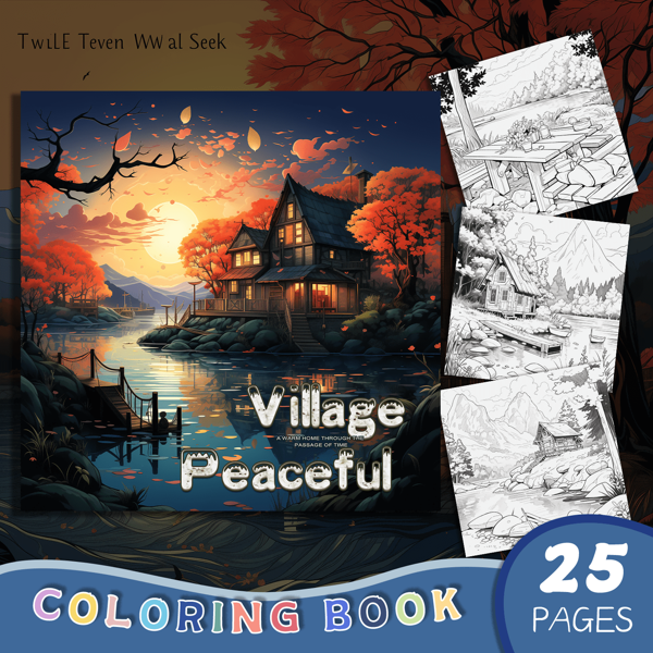 1 Pc Beautiful Scenery Under Sunset Coloring Book Gift For Holiday Birthday Party Relieve Stress Kill Time Graffiti Painting Art Book Back To School,Mother's Day,Mom's Gift,Back To School,School Supplies